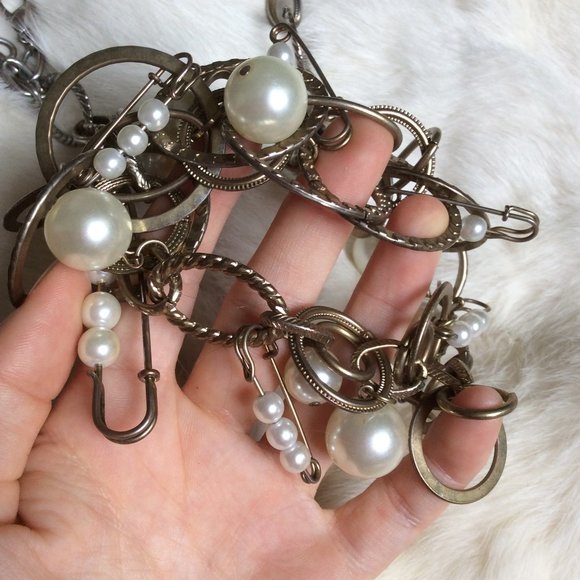 Hoops, Pearls and Safety Pins Necklace - Picture 5 of 9